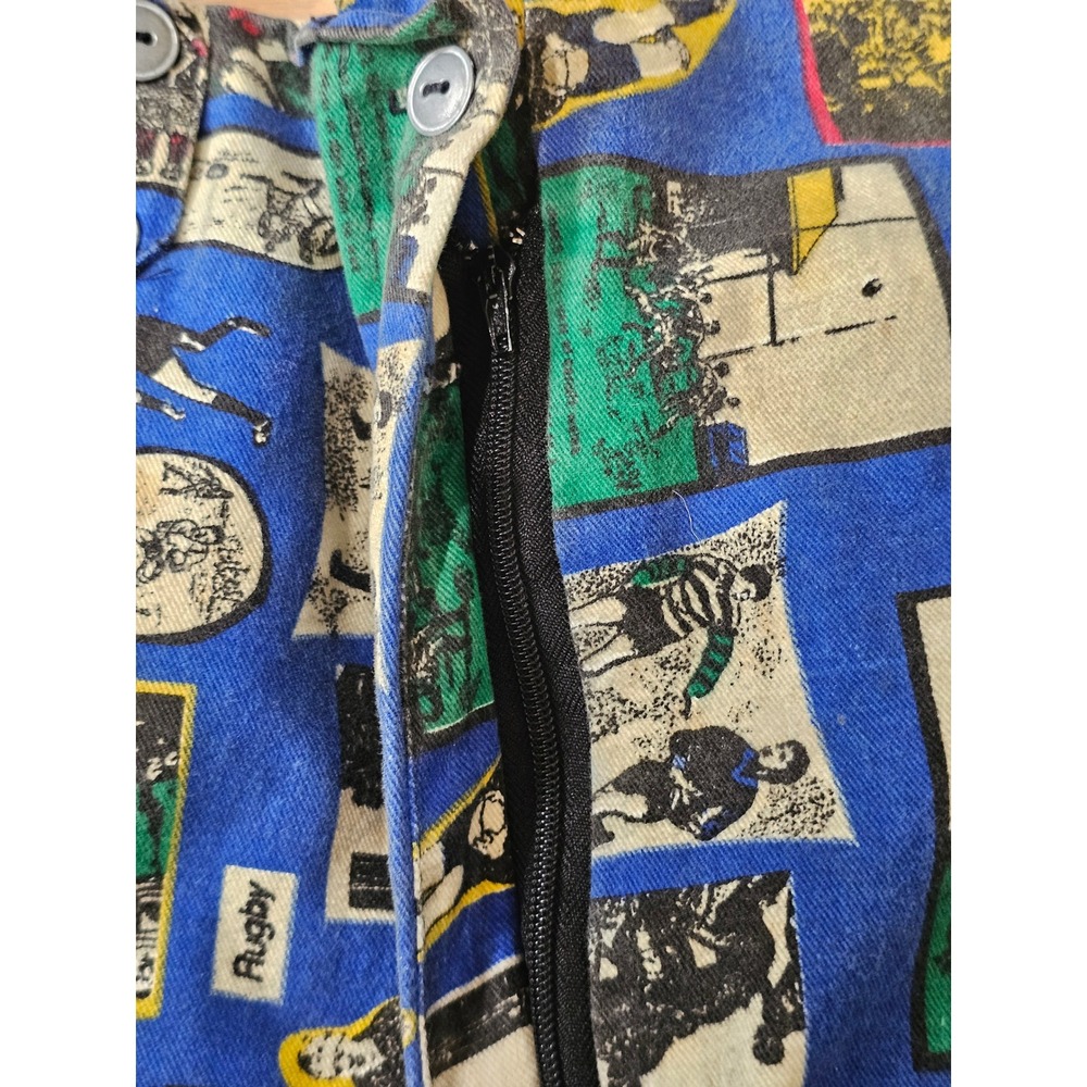 Vintage Crazy Horse 2 Piece Pant Set Womens Size 8 Rugby Comic Print Denim 90s - Picture 8 of 16